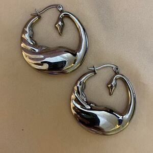 Dainty Sterling Silver Swan Earrings